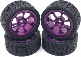 Compatible with WLToys 124016 124017 124018 124019 144001 A959 Upgrade Wheels Tires 1:12 1:14 1:18 RC Car Accessories RC Wheel Tires(Purple)