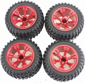 Compatible with WLtoys 12428 12427 1:12 Remote Control Car Upgrade Accessory Upgrade Parts 4 Pcs RC Car Rubber Tires RC Wheel Tires(Red)