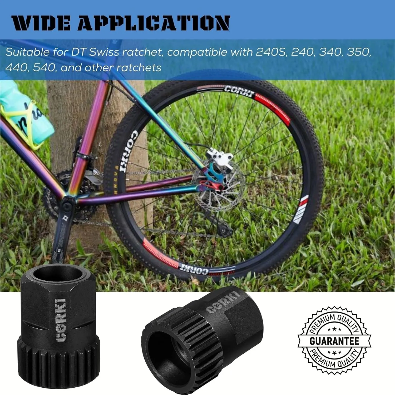 corki Cycles Bike Ring Nut Tool, Bicycle Rear Hub Locking Ring Nut Installation and Removal Tool Bicycle Wheel Hub Tool for DT Star Ratchet EXP, DT Swiss 3 Pawl Hub -Three Black