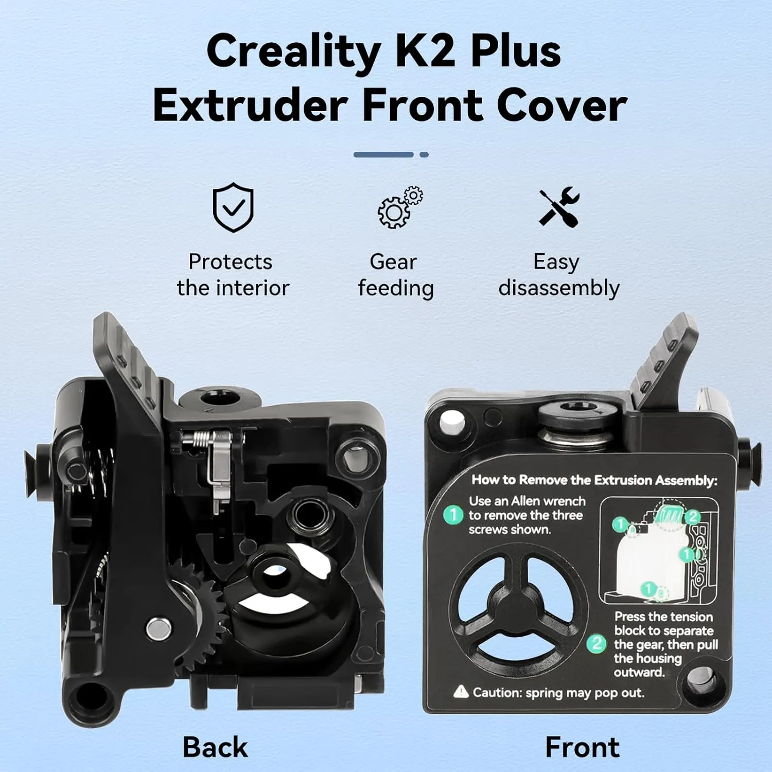 Creality K2 Plus Extruder Front Cover, Original Official Extruder Kit, Support 1.75mm Filament Extruded, K2 Plus Combo Extruder Assembly Provide Smooth and Precise Feeding, Durable 3D Printer Parts