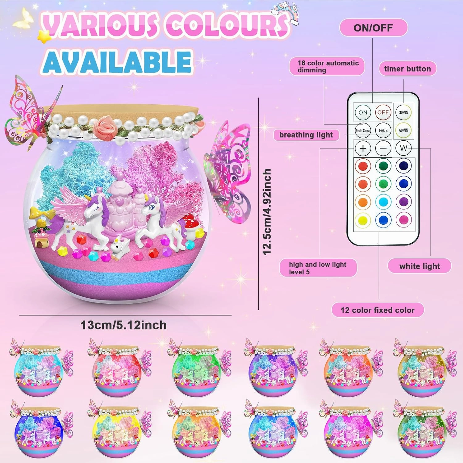 CS COSDDI Unicorns Gifts for Girls - Unicorn Terrarium Crafts Kit for Kids, Craft Kits for Kids Age 6-12 Unicorn Toys Girls Birthday Presents, Make Your Own Night Light