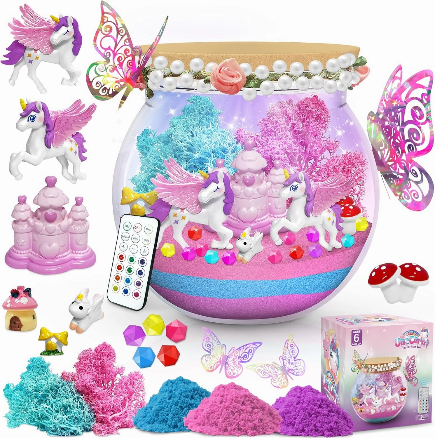 CS COSDDI Unicorns Gifts for Girls - Unicorn Terrarium Crafts Kit for Kids, Craft Kits for Kids Age 6-12 Unicorn Toys Girls Birthday Presents, Make Your Own Night Light