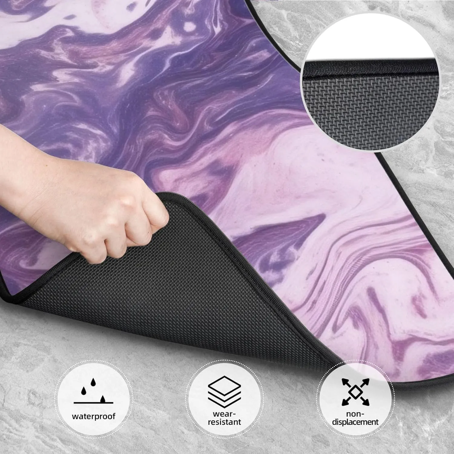 Dark Purple Texture Marble Universal Car Floor Mats, Car Foot Mat Set of 4 Pieces, Automotive Front Rear Floor Foot Mats, Anti-Slip Neoprene Car Floor Rugs,for Suvs, Sedans, Van, Trucks
