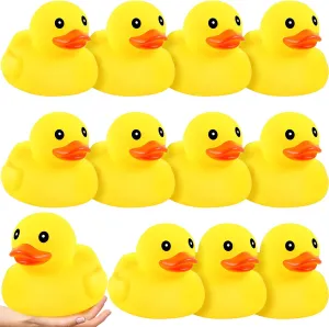 Deekin 12 Pcs Large Yellow Rubber Ducks Bulk Large Duck Bath Toy Squeak Rubber Bathtub Floating Bath for Birthday Party Decoration Gift Swimming Pool (7 Inch)