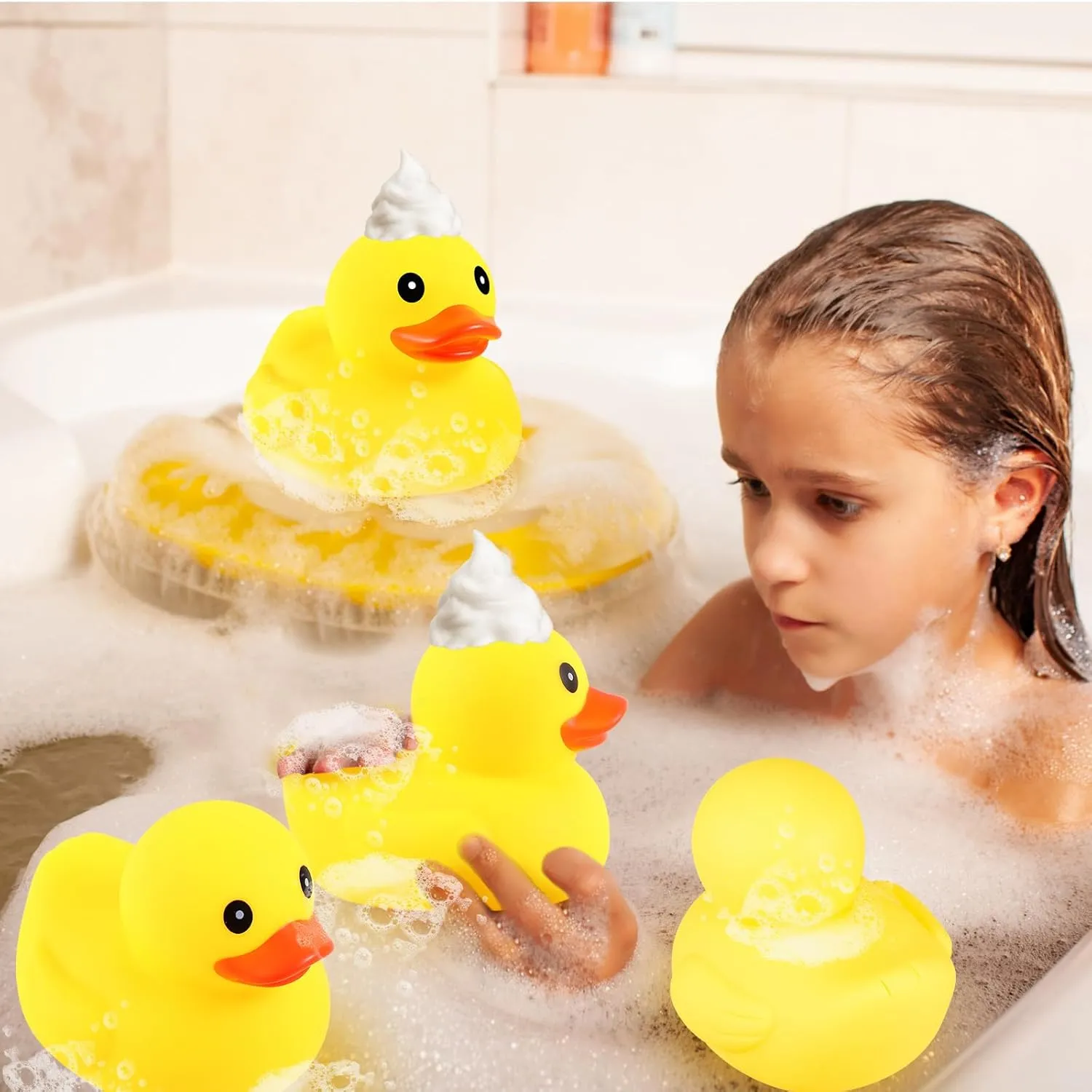 Deekin 12 Pcs Large Yellow Rubber Ducks Bulk Large Duck Bath Toy Squeak Rubber Bathtub Floating Bath for Birthday Party Decoration Gift Swimming Pool (7 Inch)