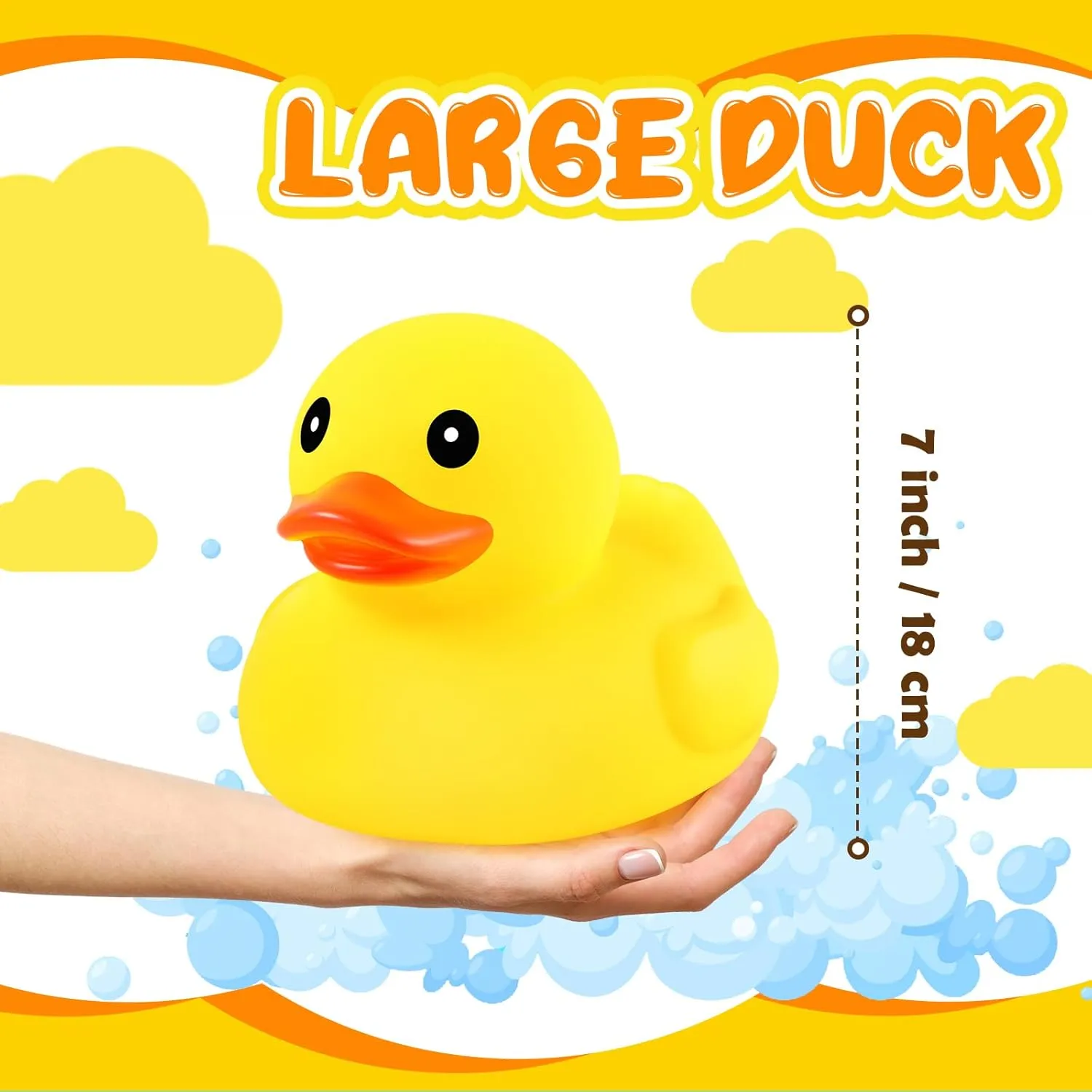 Deekin 12 Pcs Large Yellow Rubber Ducks Bulk Large Duck Bath Toy Squeak Rubber Bathtub Floating Bath for Birthday Party Decoration Gift Swimming Pool (7 Inch)