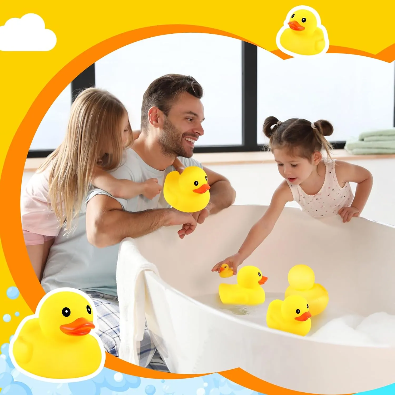 Deekin 12 Pcs Large Yellow Rubber Ducks Bulk Large Duck Bath Toy Squeak Rubber Bathtub Floating Bath for Birthday Party Decoration Gift Swimming Pool (7 Inch)