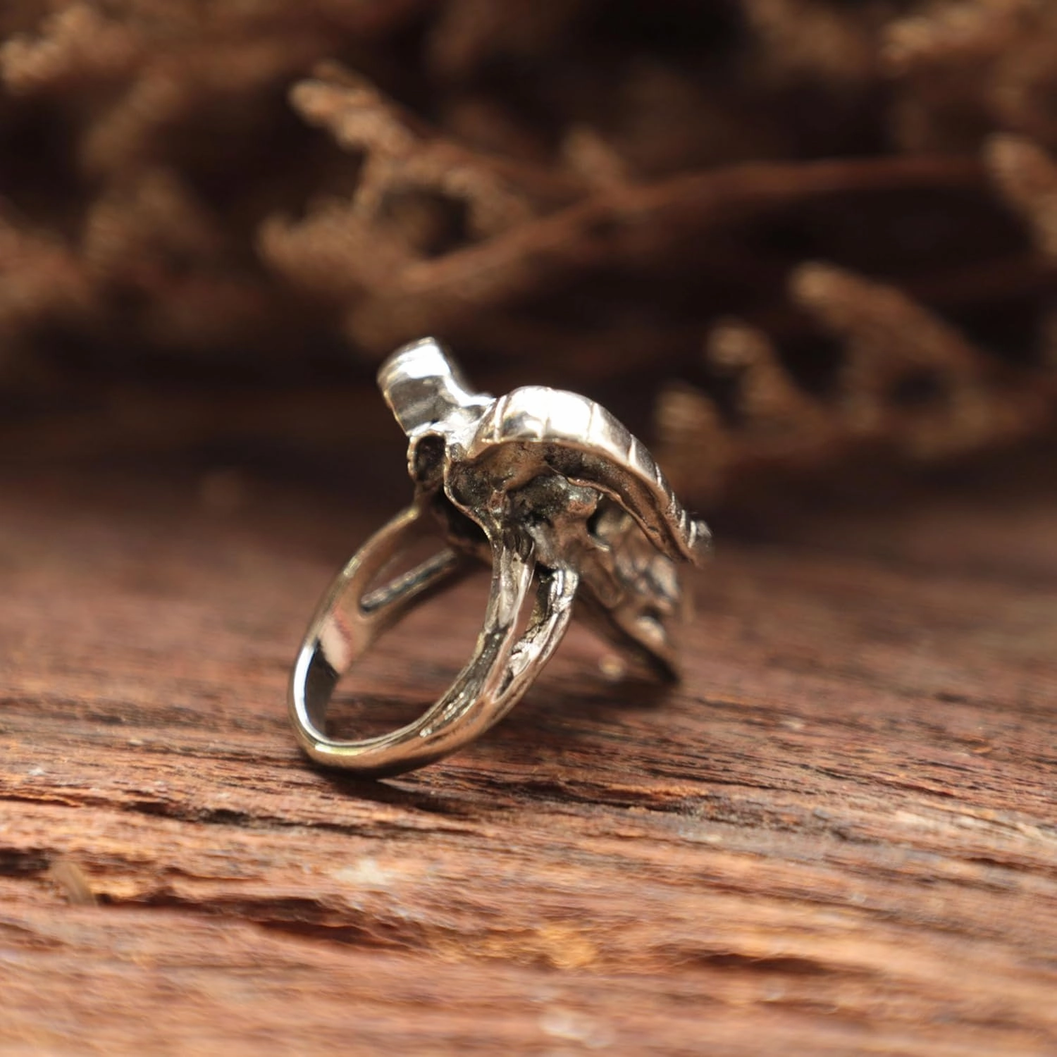 deer skull ring sterling silver 925 gazelle impala head men biker boho handmade (5.5)