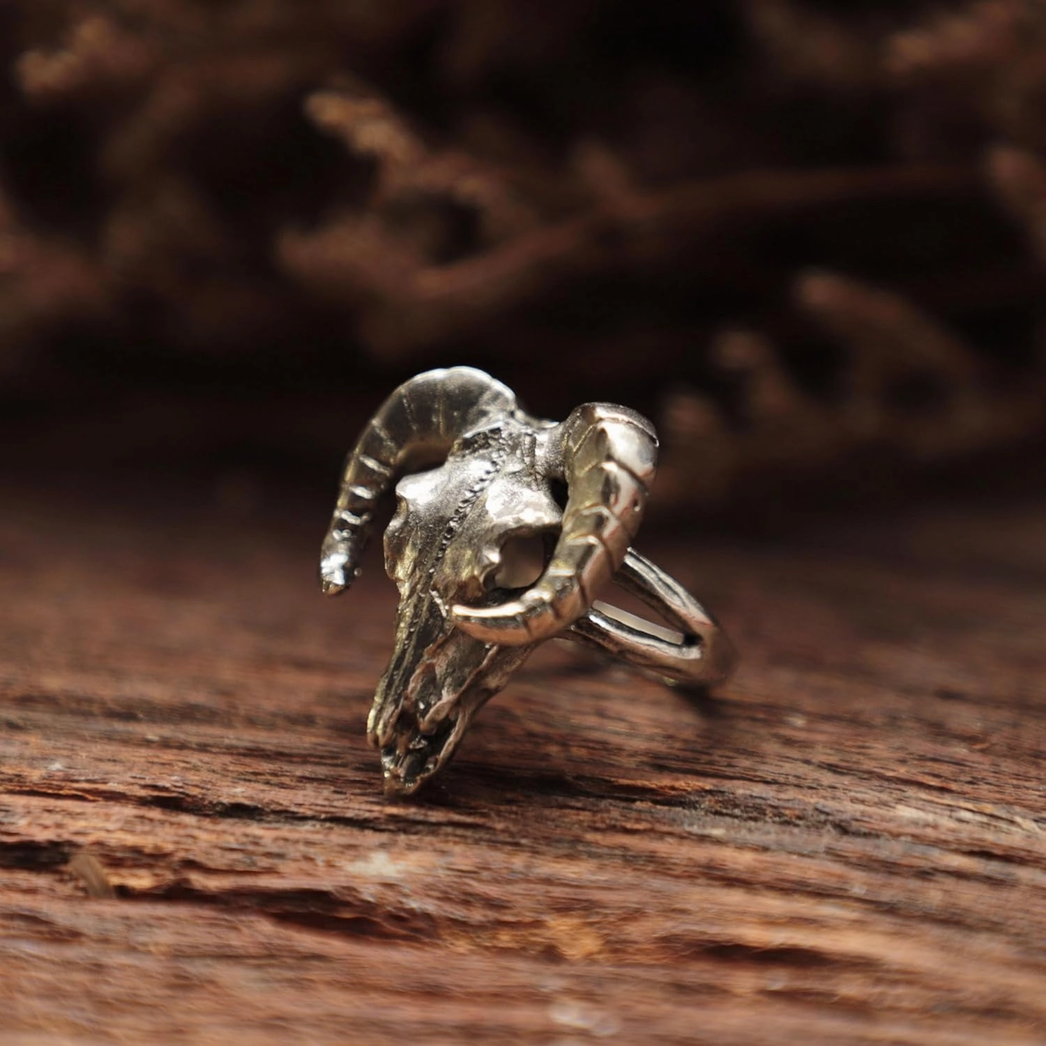 deer skull ring sterling silver 925 gazelle impala head men biker boho handmade (5.5)