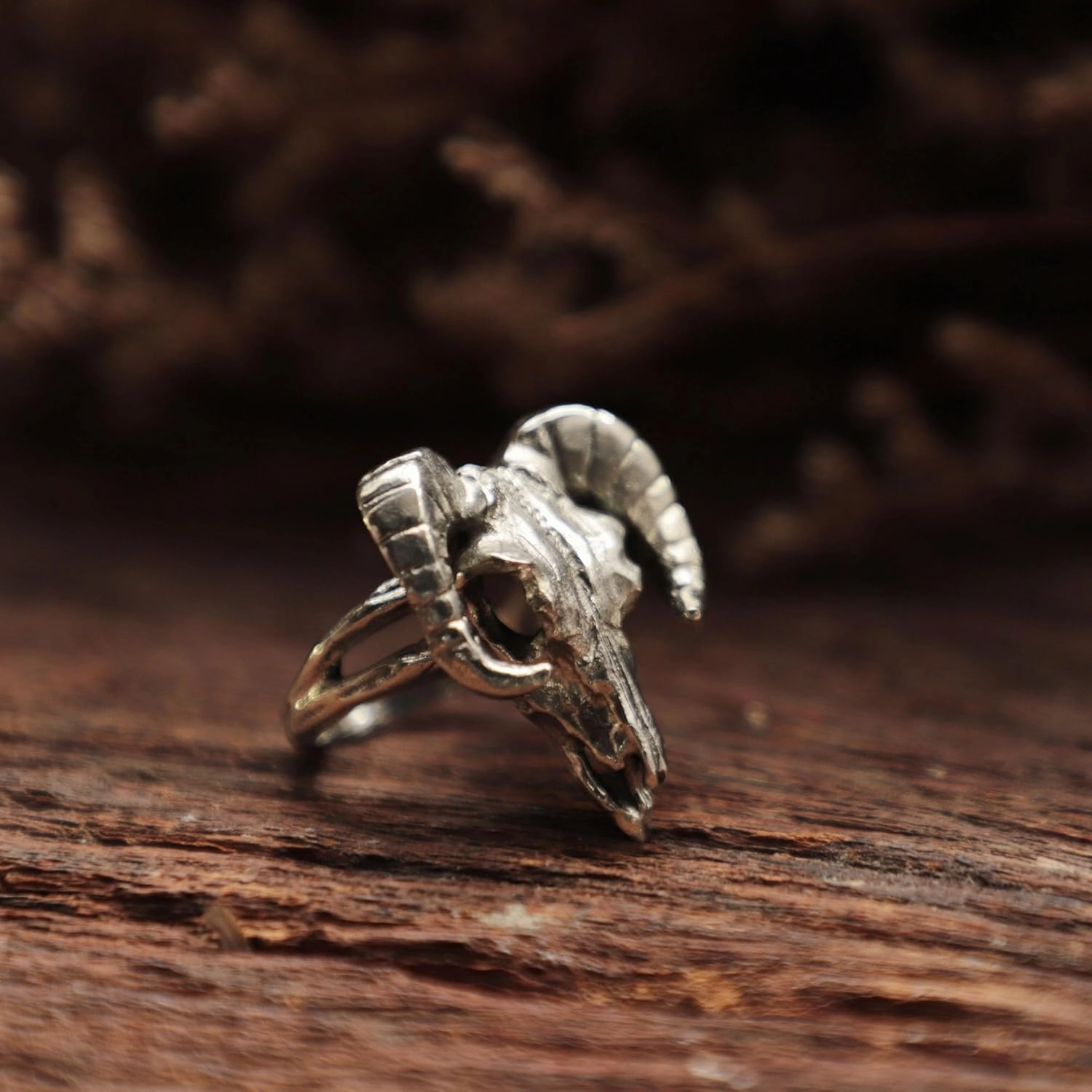 deer skull ring sterling silver 925 gazelle impala head men biker boho handmade (5.5)
