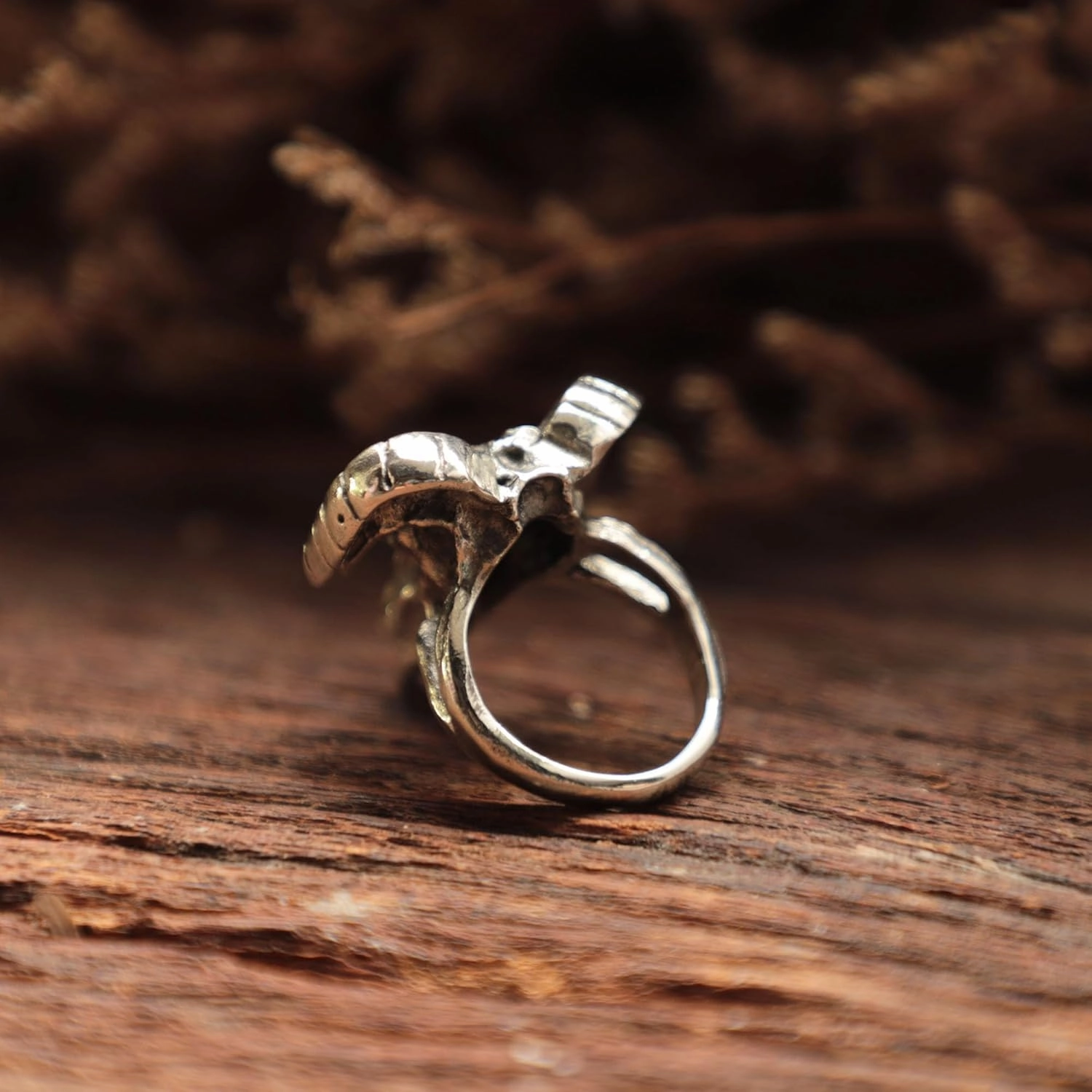 deer skull ring sterling silver 925 gazelle impala head men biker boho handmade (5.5)