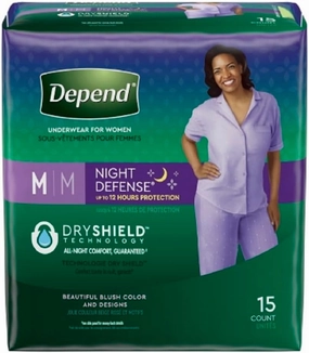 Depend Women's Night Defense Pull-On Underwear - Medium, 30/Case