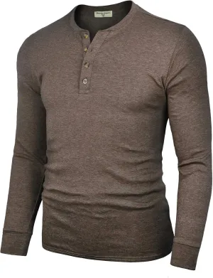 Derminpro Men's Henley Cotton Casual Short/Long Sleeve Lightweight Button T-Shirts