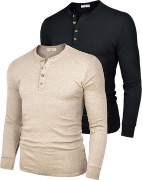 Derminpro Men's Henley Cotton Casual Short/Long Sleeve Lightweight Button T-Shirts