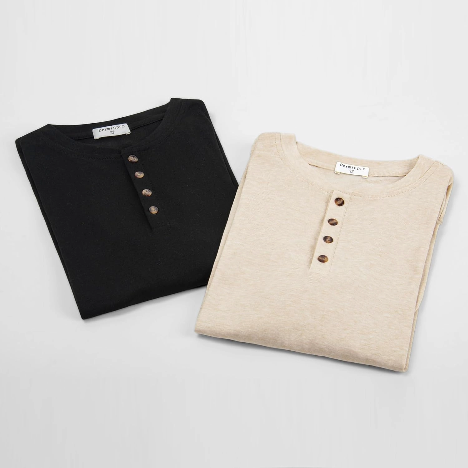 Derminpro Men's Henley Cotton Casual Short/Long Sleeve Lightweight Button T-Shirts