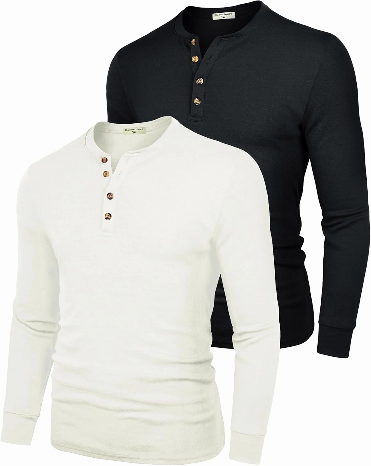 Derminpro Men's Henley Cotton Casual Short/Long Sleeve Lightweight Button T-Shirts
