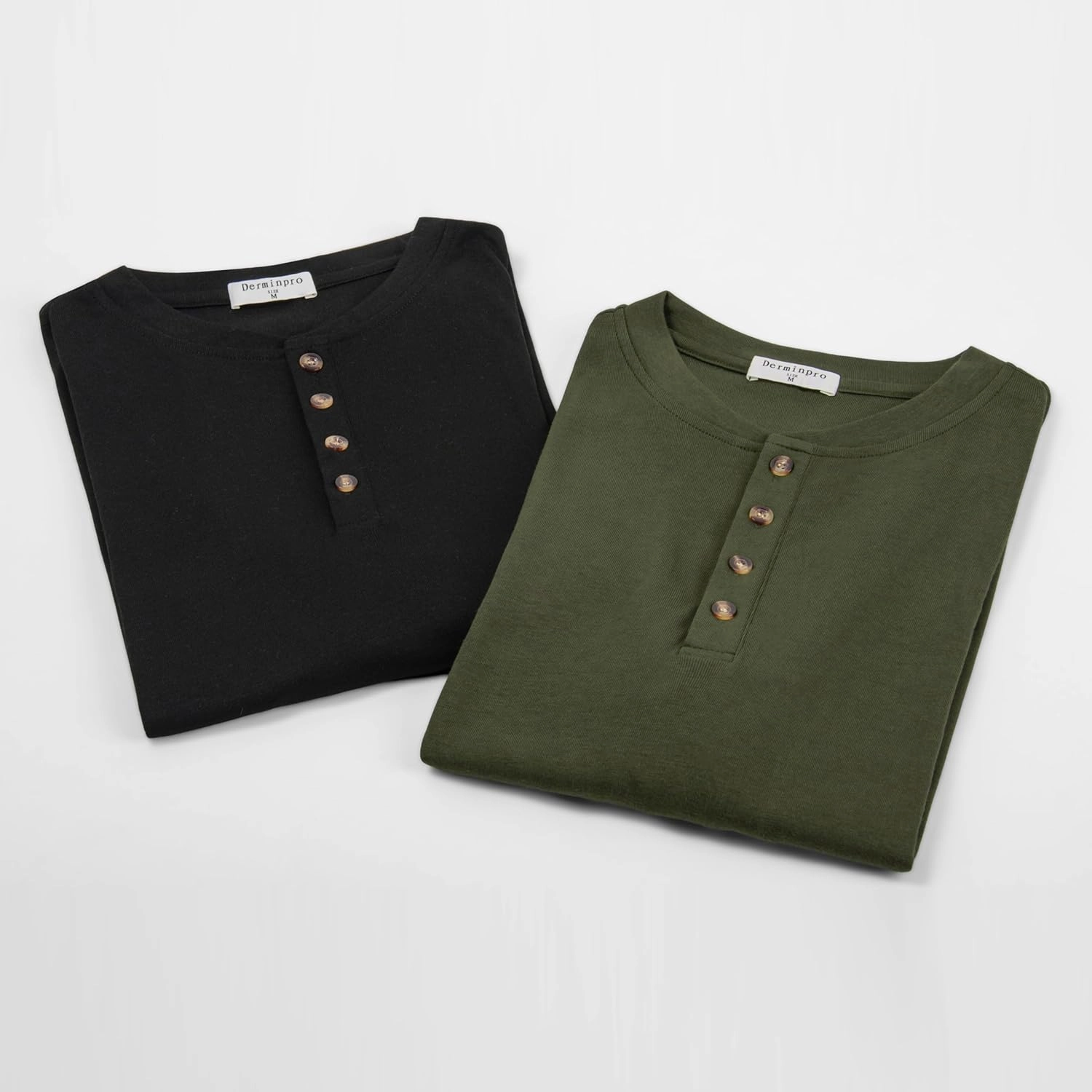 Derminpro Men's Henley Cotton Casual Short/Long Sleeve Lightweight Button T-Shirts