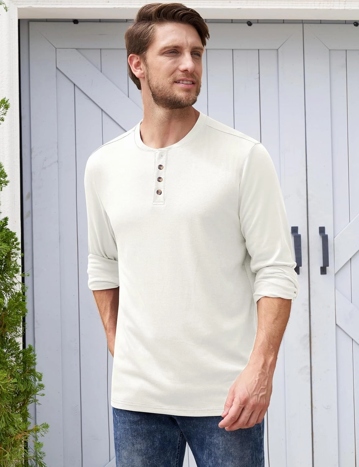 Derminpro Men's Henley Cotton Casual Short/Long Sleeve Lightweight Button T-Shirts
