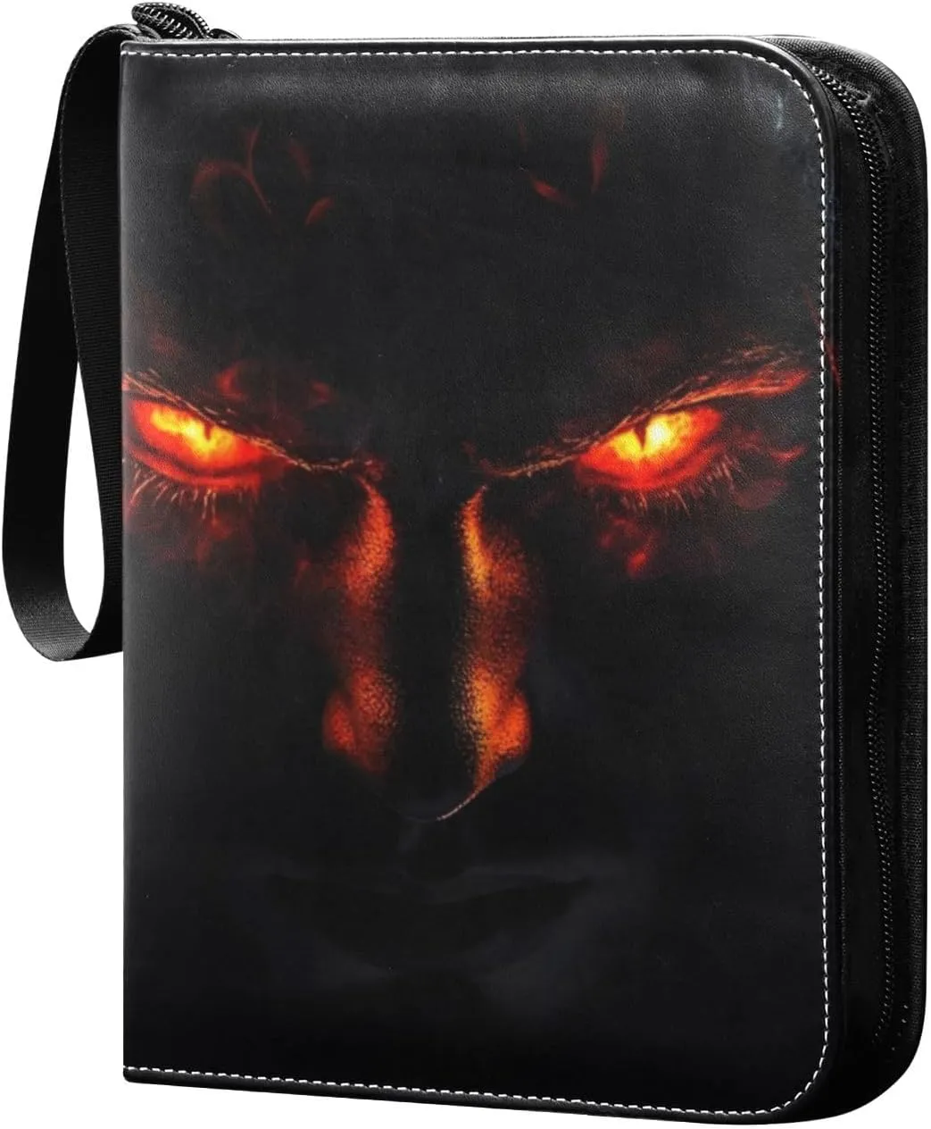 Devil Eyes Black Card Binder 4 Pocket Trading Card Album Fits 400 Sports/Game Cards, PU Cover 3 Ring Card Collection with 50 Removable Sleeves