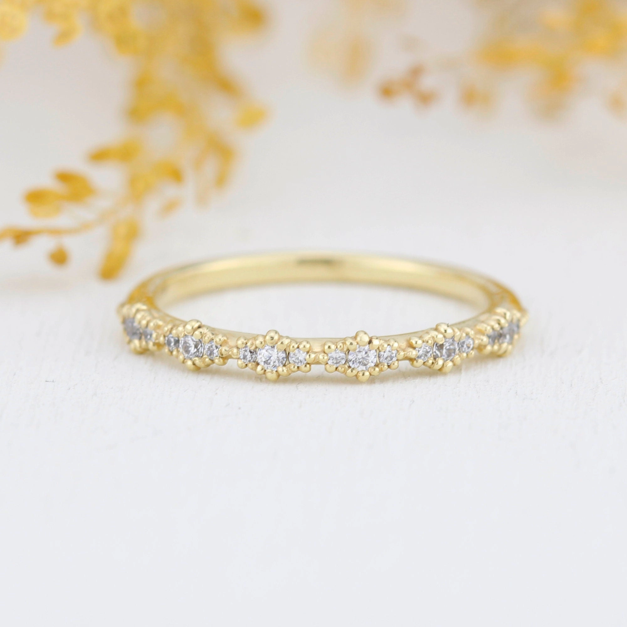Diamond eternity band, half eternity band, Lace wedding band | R 346WD
