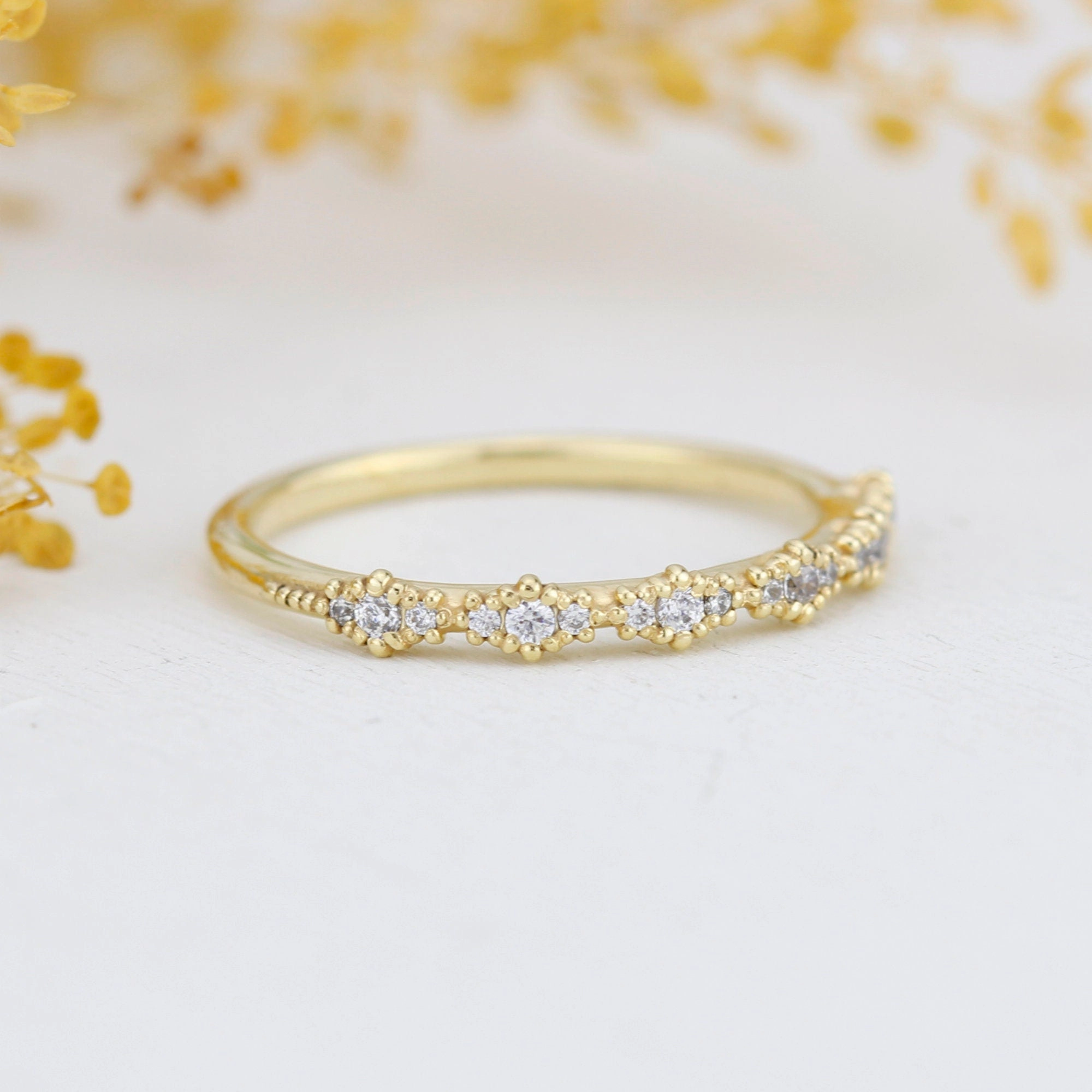 Diamond eternity band, half eternity band, Lace wedding band | R 346WD