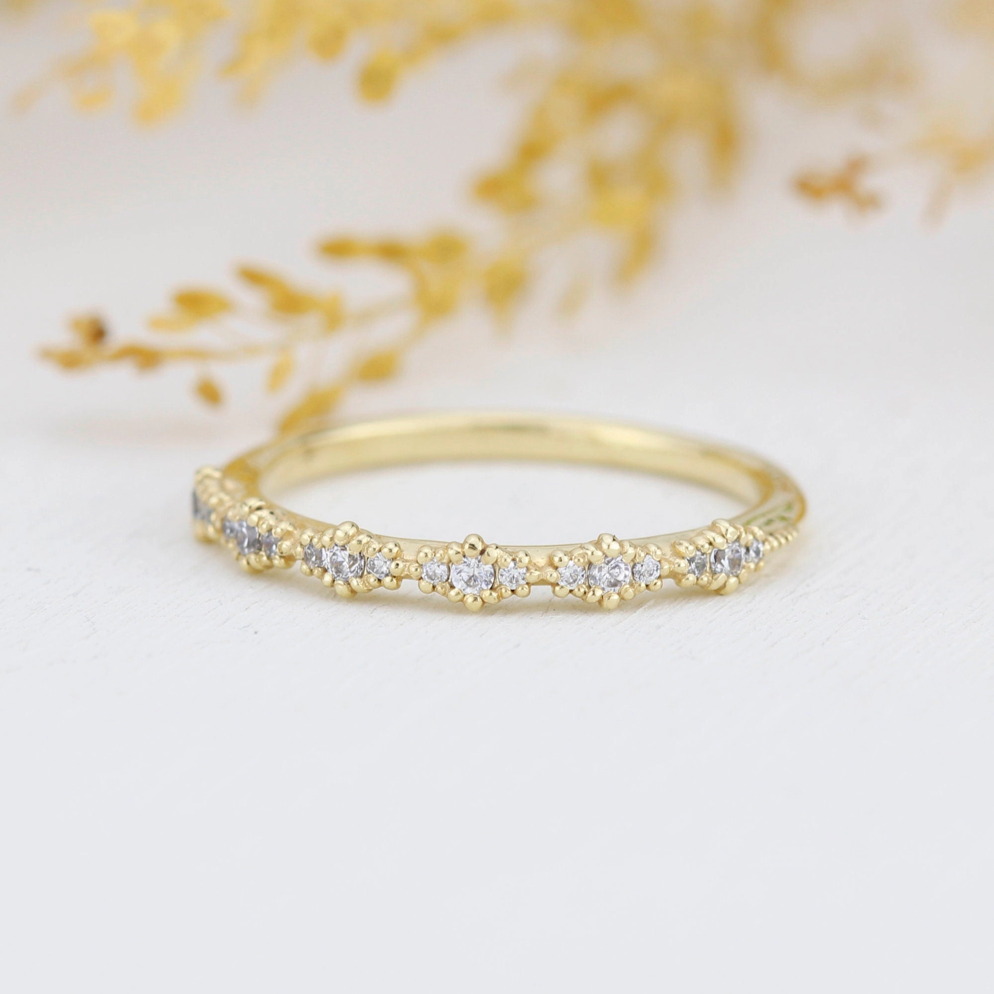 Diamond eternity band, half eternity band, Lace wedding band | R 346WD