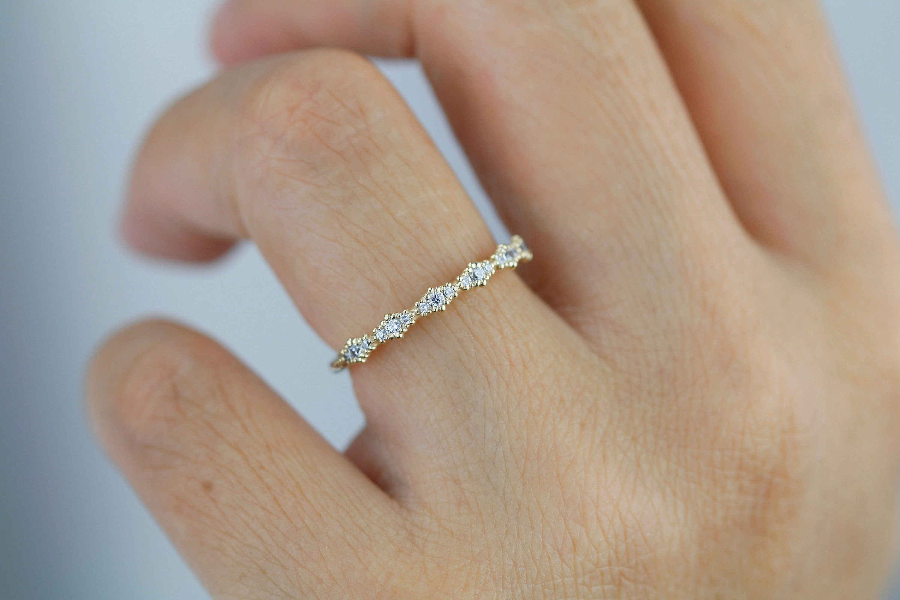 Diamond eternity band, half eternity band, Lace wedding band | R 346WD