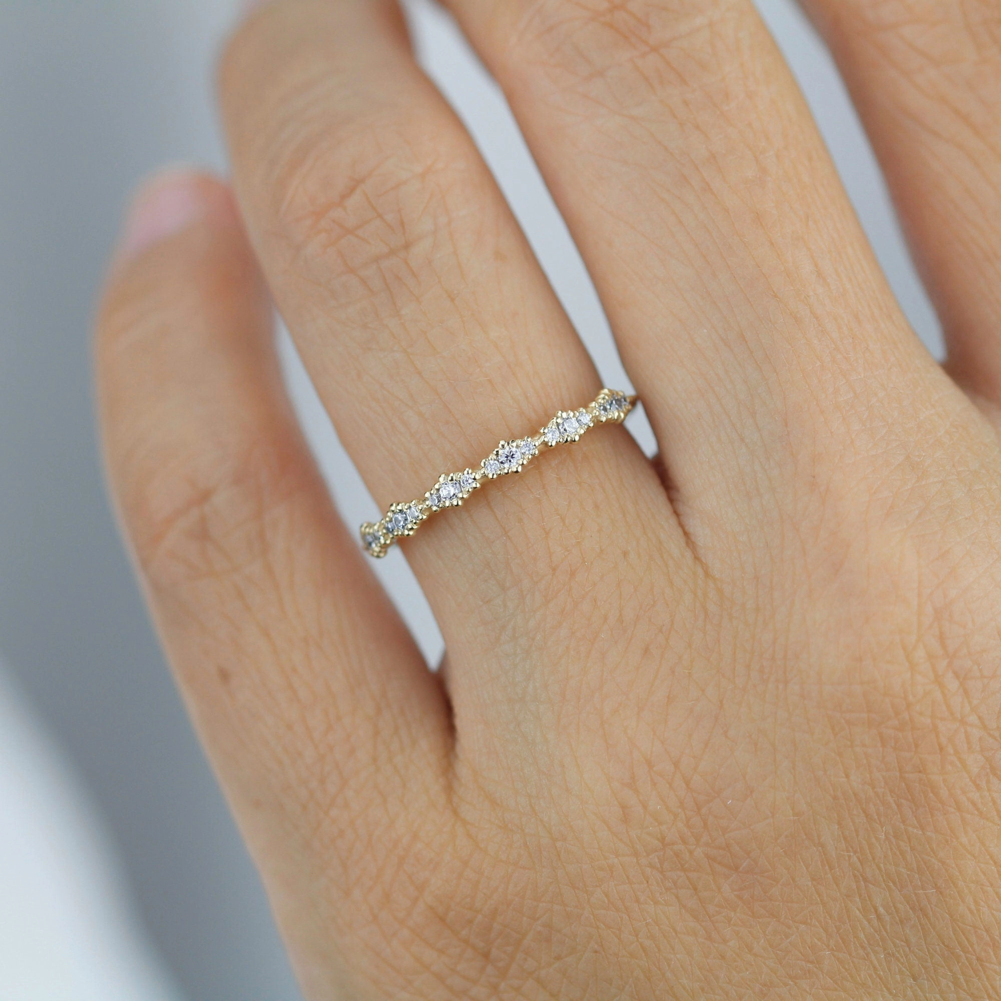 Diamond eternity band, half eternity band, Lace wedding band | R 346WD