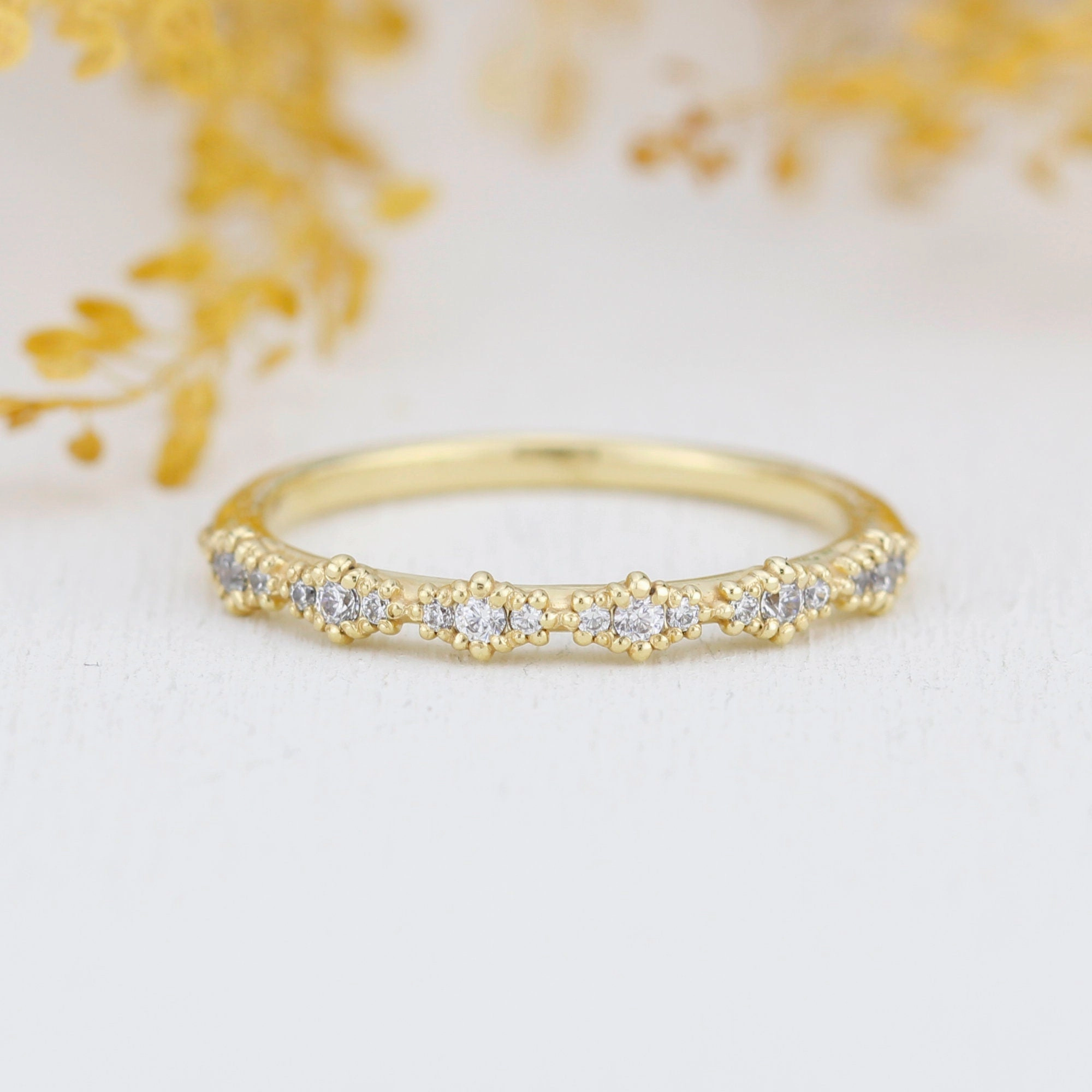 Diamond eternity band, half eternity band, Lace wedding band | R 346WD