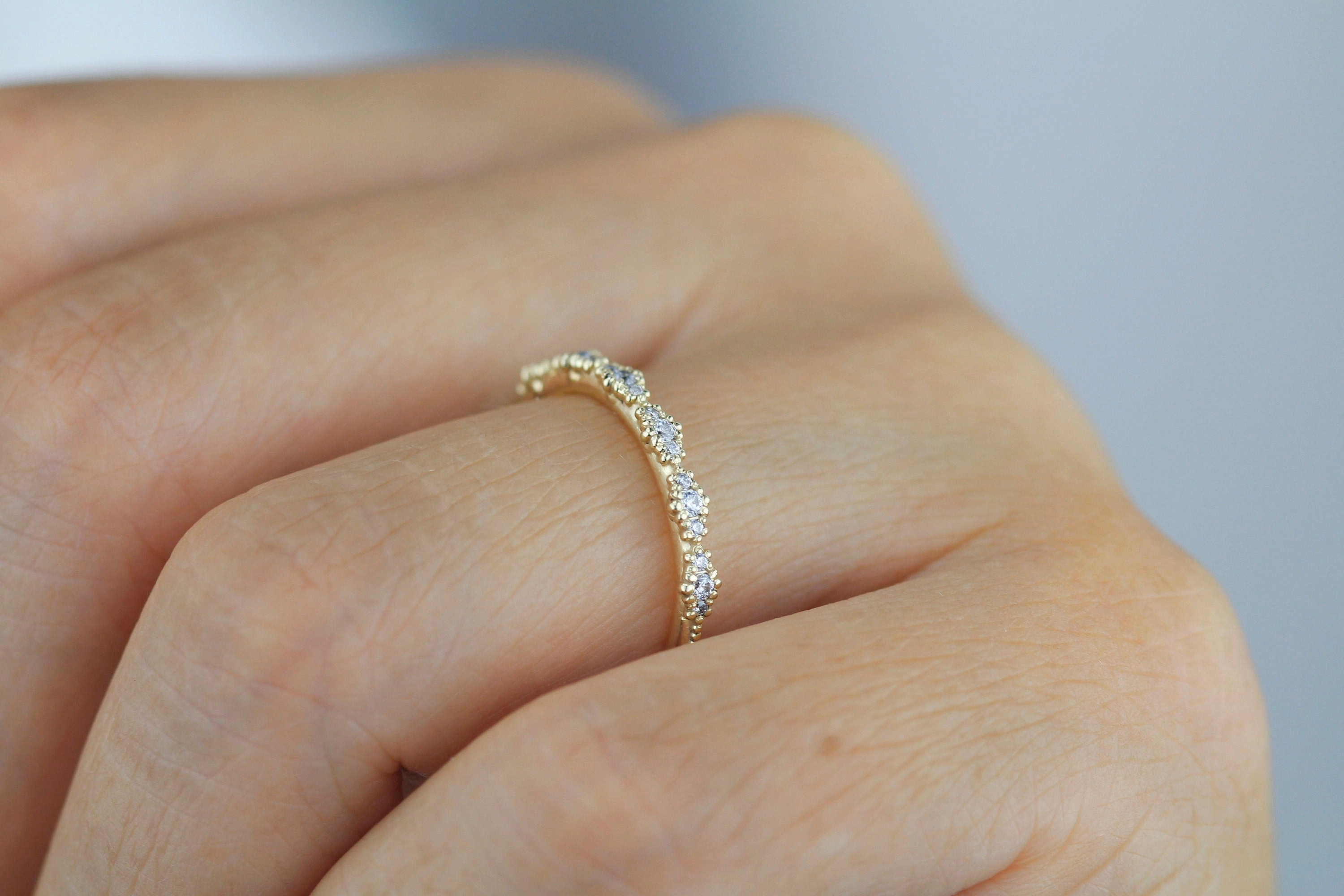 Diamond eternity band, half eternity band, Lace wedding band | R 346WD