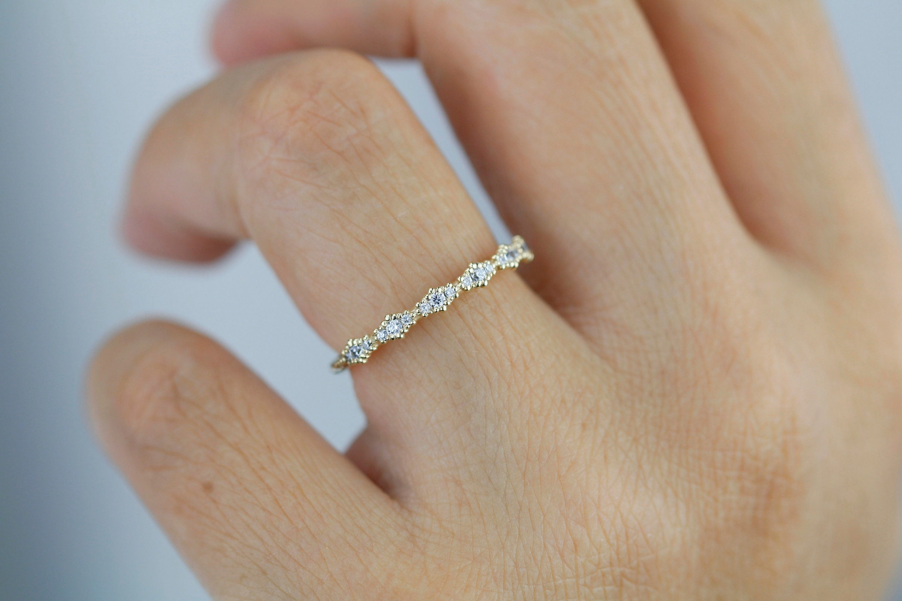 Diamond eternity band, half eternity band, Lace wedding band | R 346WD