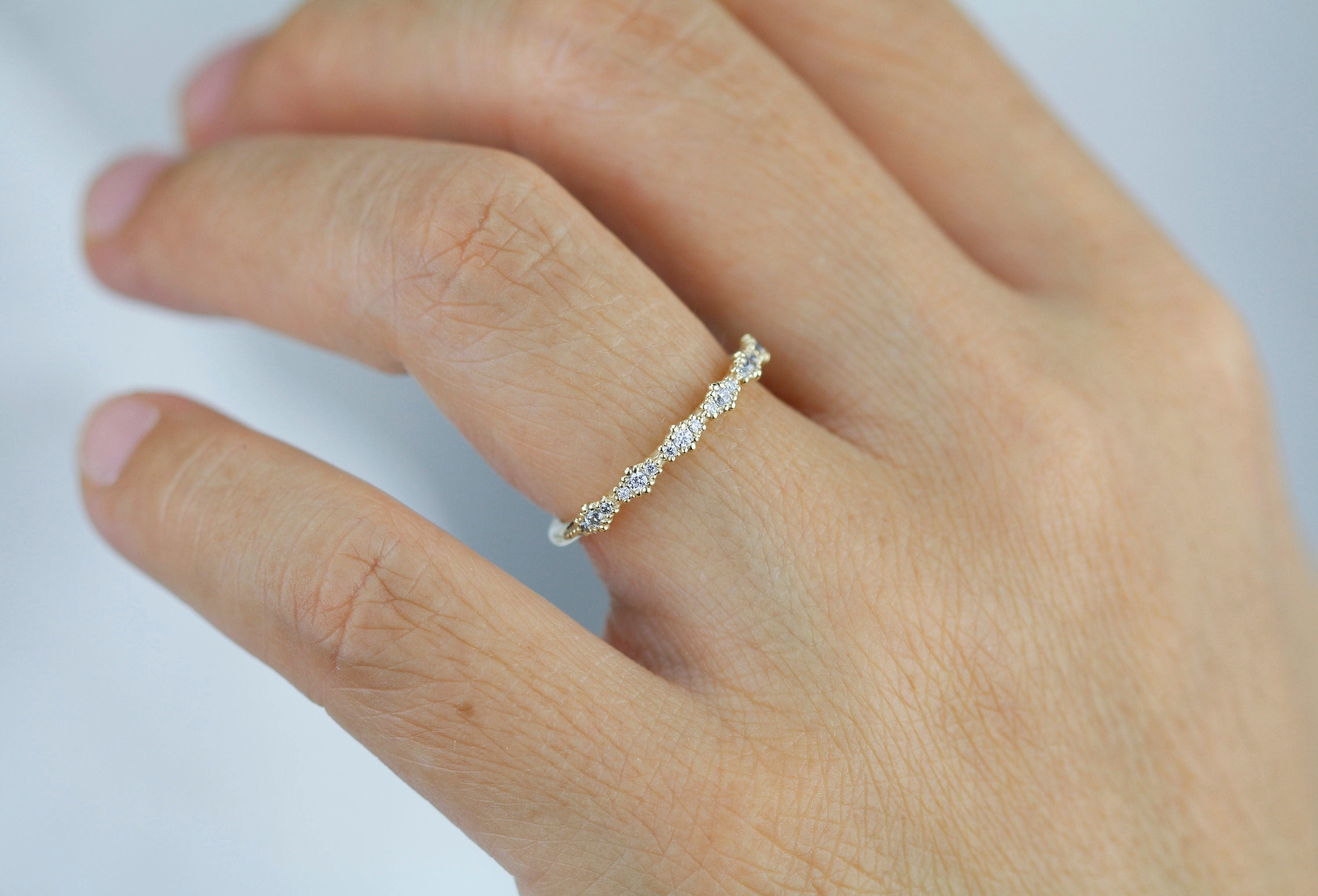 Diamond eternity band, half eternity band, Lace wedding band | R 346WD