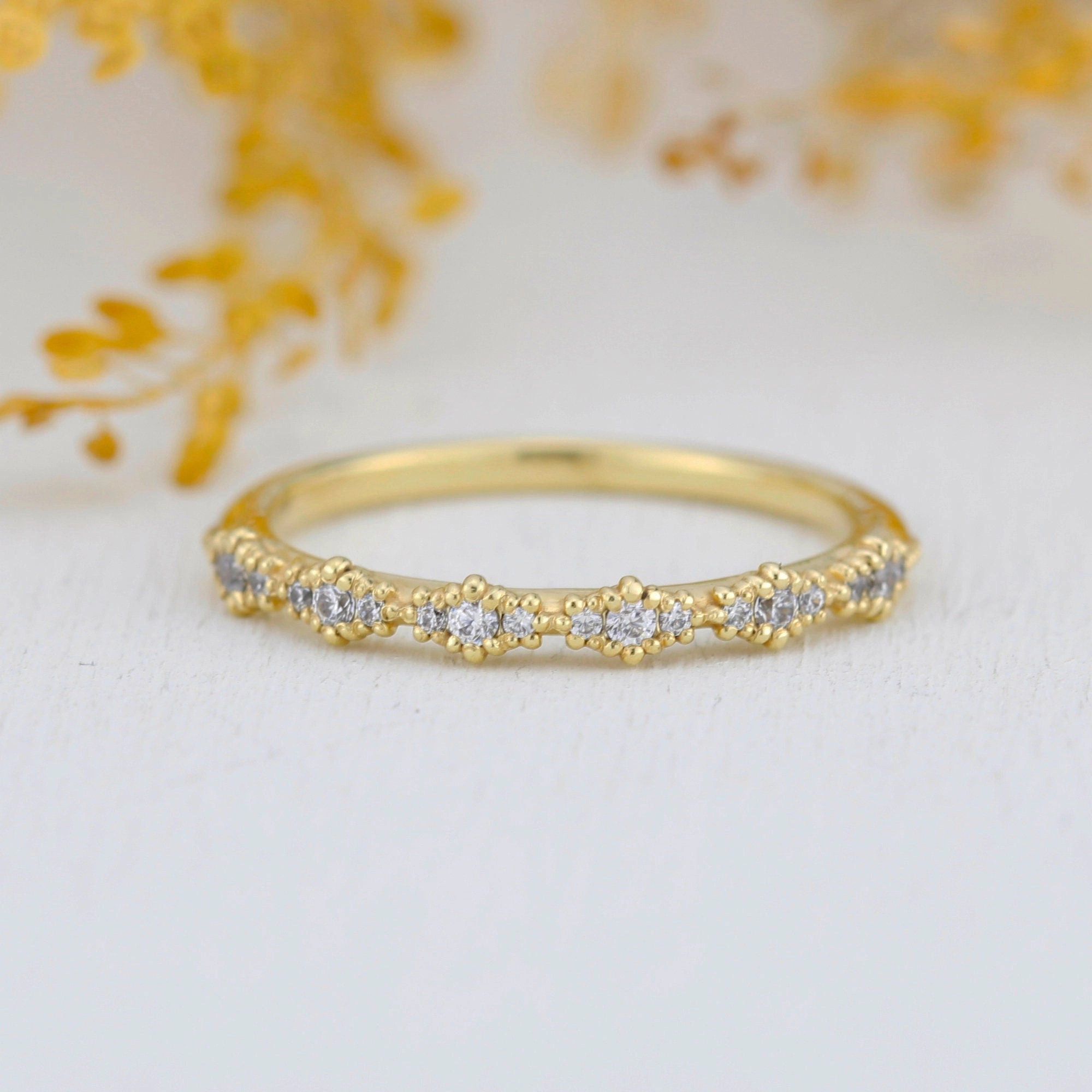 Diamond eternity band, half eternity band, Lace wedding band | R 346WD
