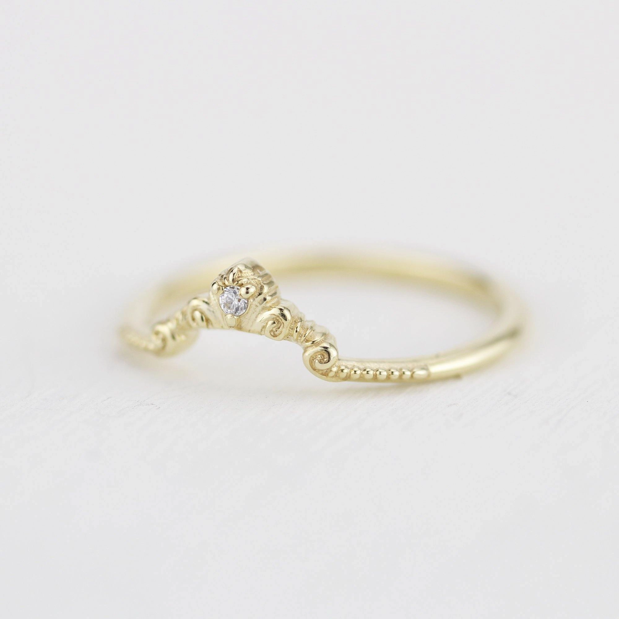 Diamond wedding band for women, alternative wedding band unique | R310WD