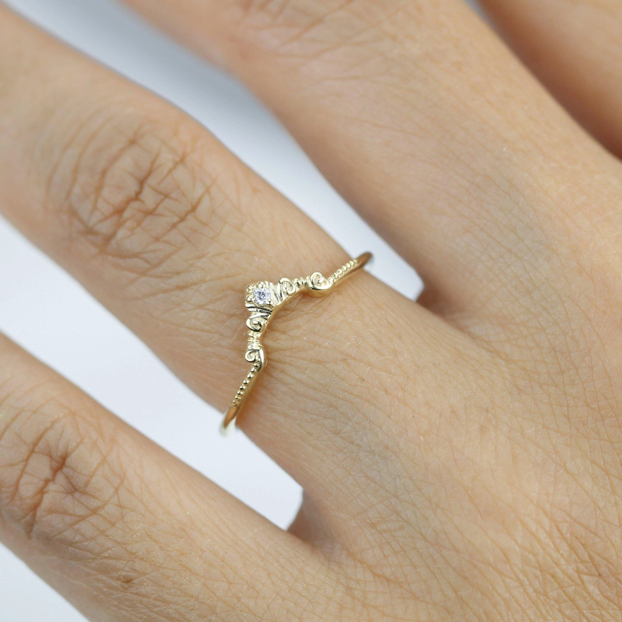 Diamond wedding band for women, alternative wedding band unique | R310WD