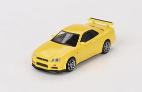 Diecast Model Car Compatible for Mini GT 1:64 Nissan Skyline GT-R (R34) V-Spec Lightning Yellow Die-cast MGT00762