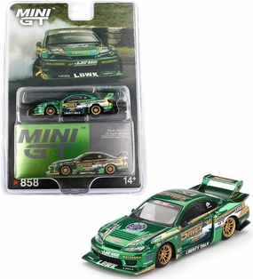 Diecast Model Car Compatible with Mini GT 1:64 Nissan Silvia S15 LB-Super Silhouette LBWK 2024 Fausto Racing Limited Edition MGT00858