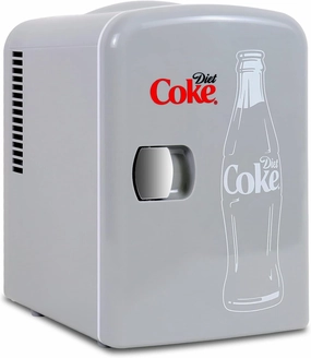 Diet Coke Mini Fridge - Refrigerator for Bedroom Office, Portable Table Top Beverage Cooler, 12V 110V Refrigerador For Drinks, Soda, Wine, Breast Milk, Use In Car, Dorm, Outdoor, Patio, 6 Can