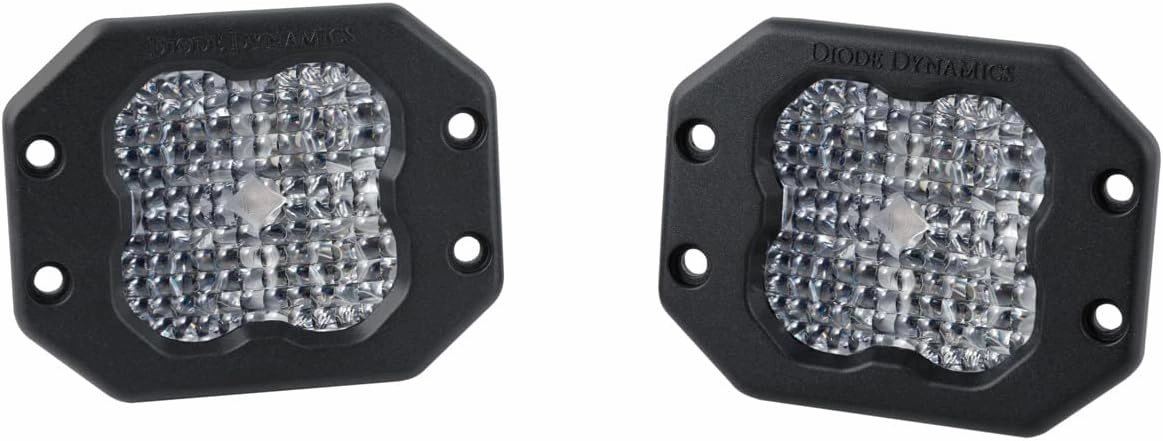 Diode Dynamics SS3 SAE/DOT White Sport Flush Mount LED Pod (pair), Flood with Red Backlight