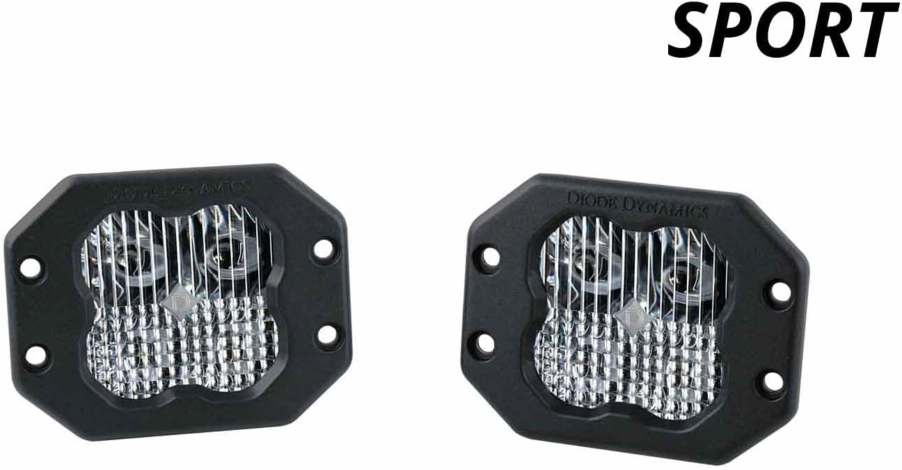 Diode Dynamics SS3 SAE/DOT White Sport Flush Mount LED Pod (pair), Flood with Red Backlight