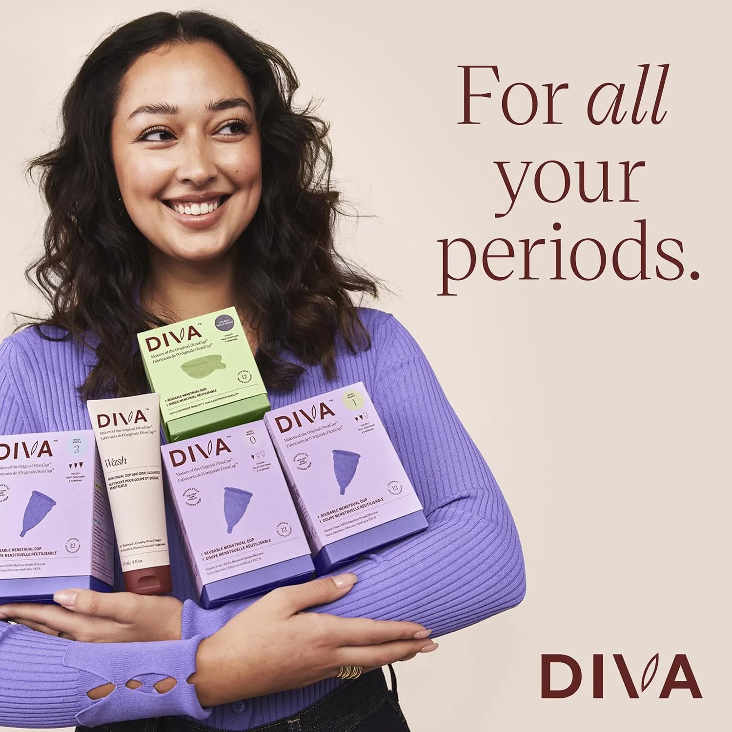 DIVA Cup - Medical Grade Silicone Cup for Period Care - Reusable Menstrual Cup - Up to 12 Hours of Continuous Wear - Model 0 (For Slim Vaginal Canals & First-Time Users)
