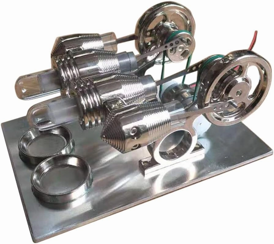Double Cylinder Stirling Engine Model Physics Science Experiment Toy
