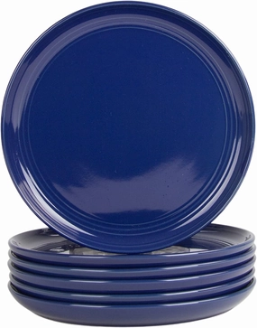 Double Line 8.25" Salad Plate, Set of 6, Cobalt Blue