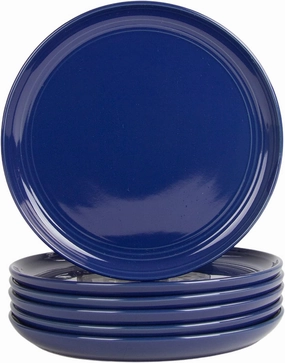 Double Line 8.25" Salad Plate, Set of 6, Cobalt Blue