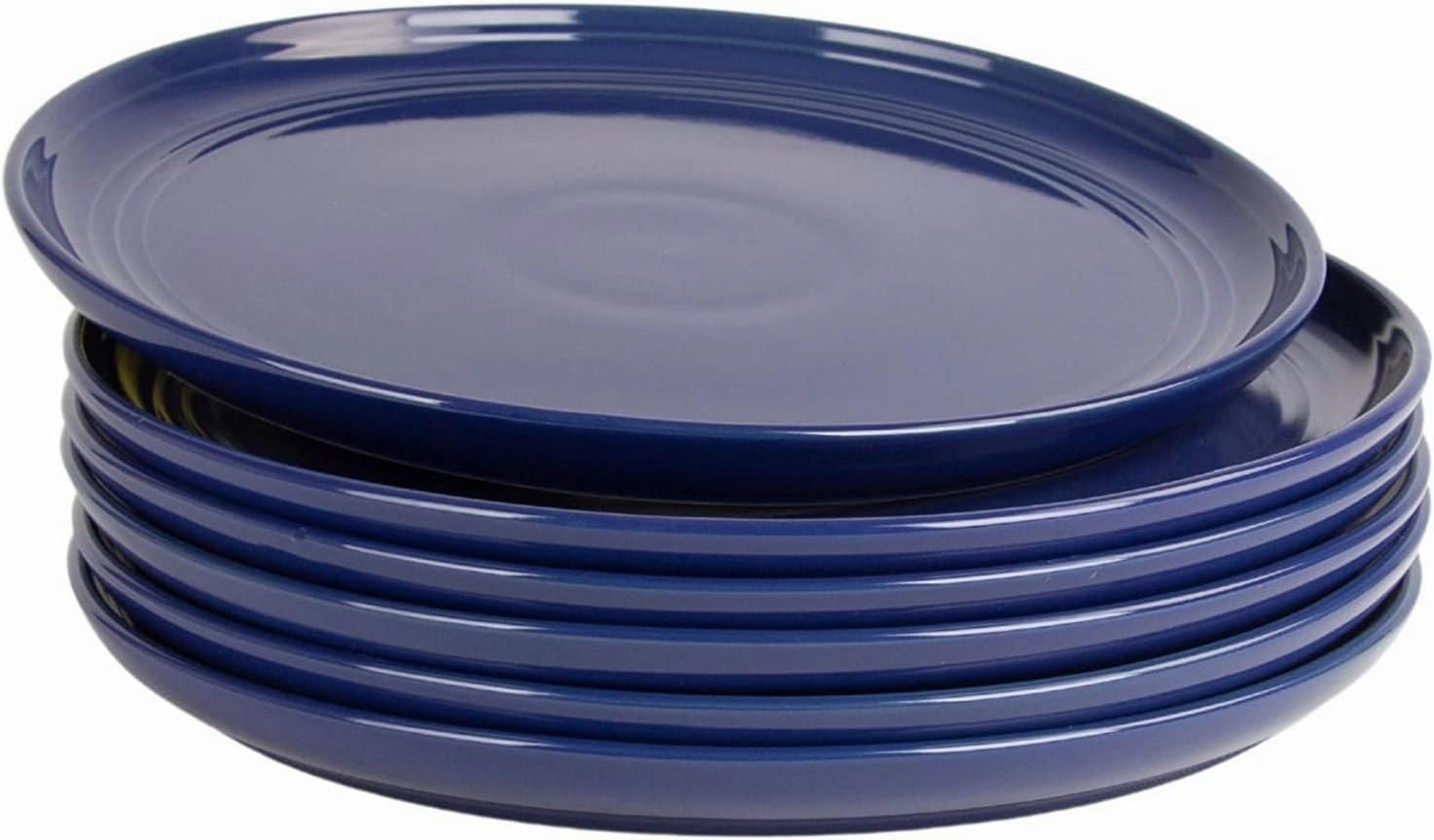 Double Line 8.25" Salad Plate, Set of 6, Cobalt Blue