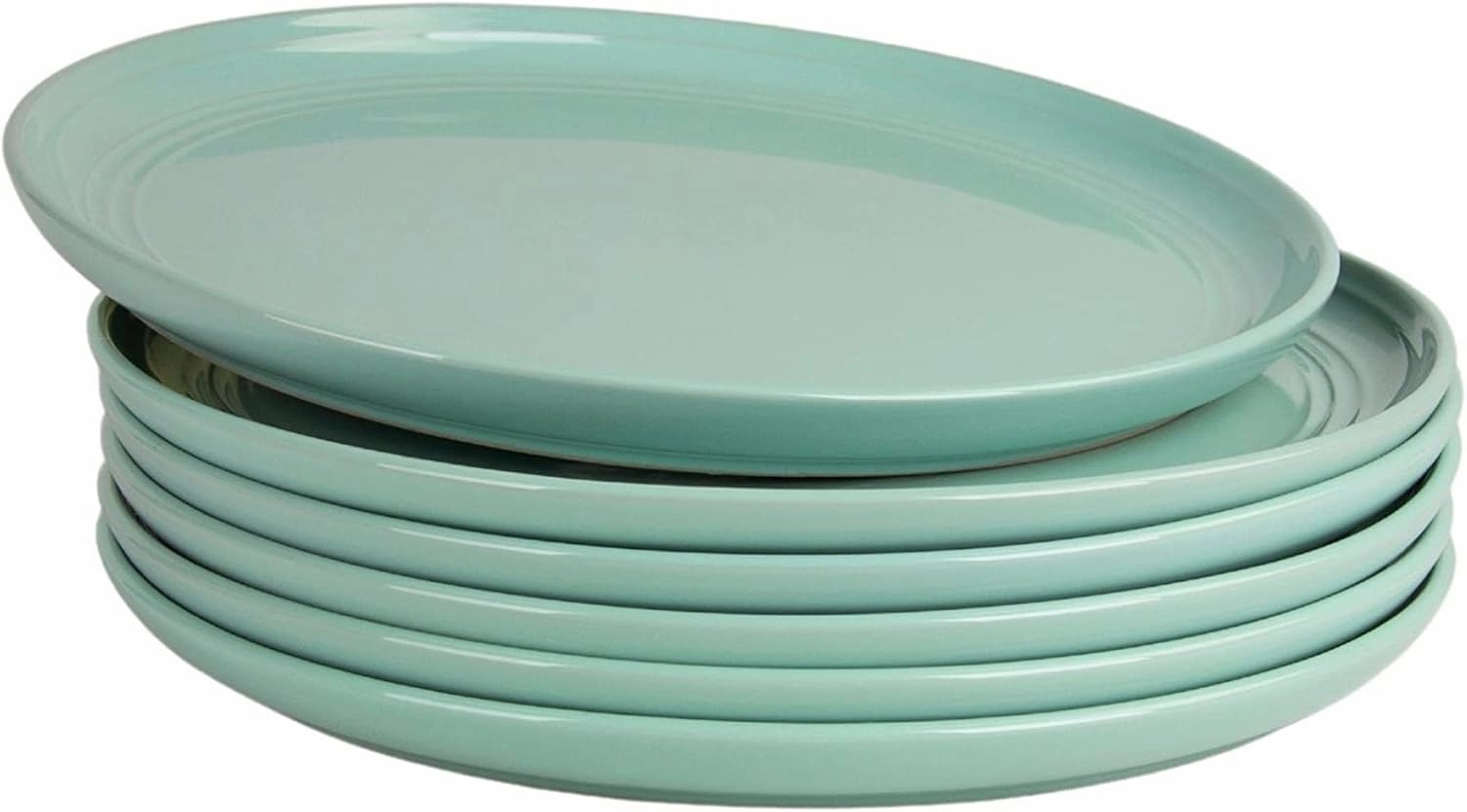 Double Line 8.25" Salad Plate, Set of 6, Seafoam