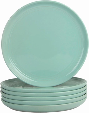 Double Line 8.25" Salad Plate, Set of 6, Seafoam