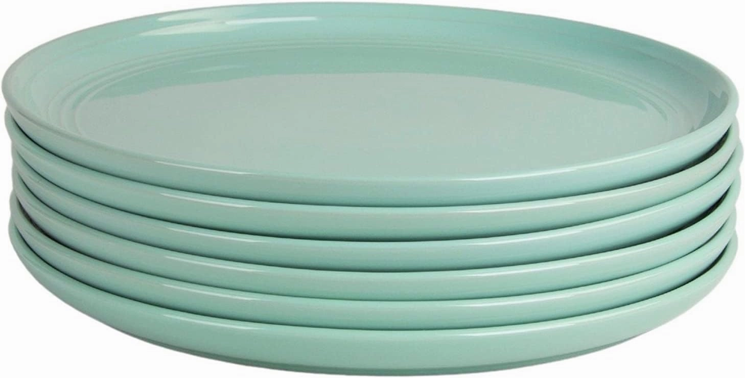 Double Line 8.25" Salad Plate, Set of 6, Seafoam