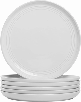 Double Line 8.25" Salad Plate, Set of 6, White