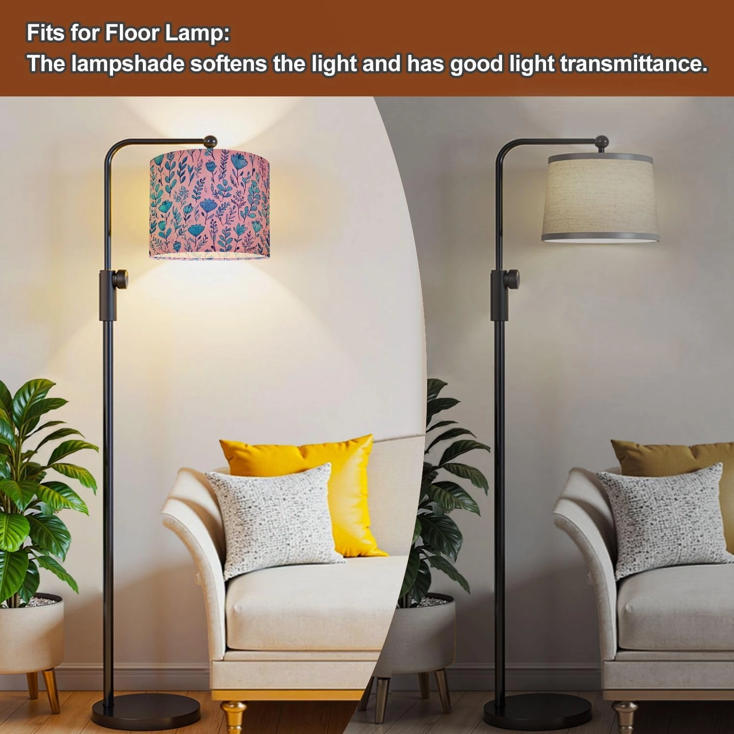 Drum Lamp Shades Tiny meadow flowers seamless for summer dress textile print Lamp Shade for Floor Lamps Table Lamps Pendant Light 11"x8.9" Linen Replacement Large Lampshades
